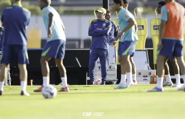 Carlo Ancelotti comanda o primeiro treino da seleção brasileira